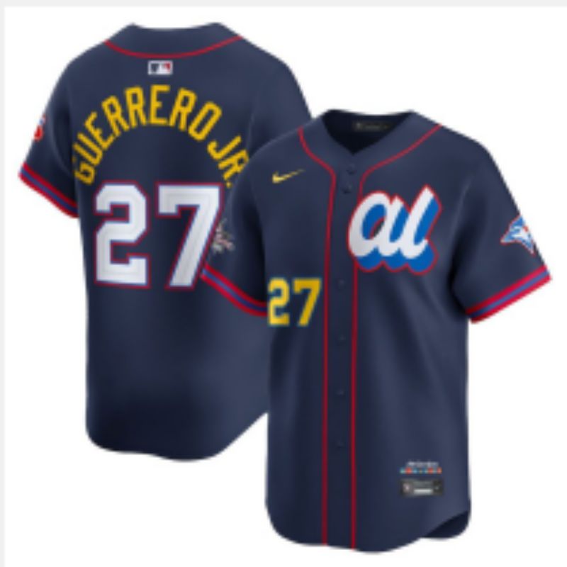 Men 2025 Toronto Blue Jays #27 Guerrero jr Blue All star Blank Blue Nike MLB Jersey style 5